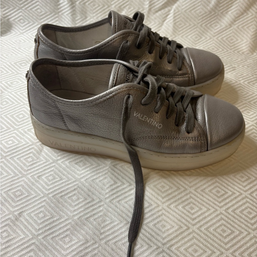 Valentino  platform women’s silver Gray Sneakers size 7.5 - Picture 7 of 15